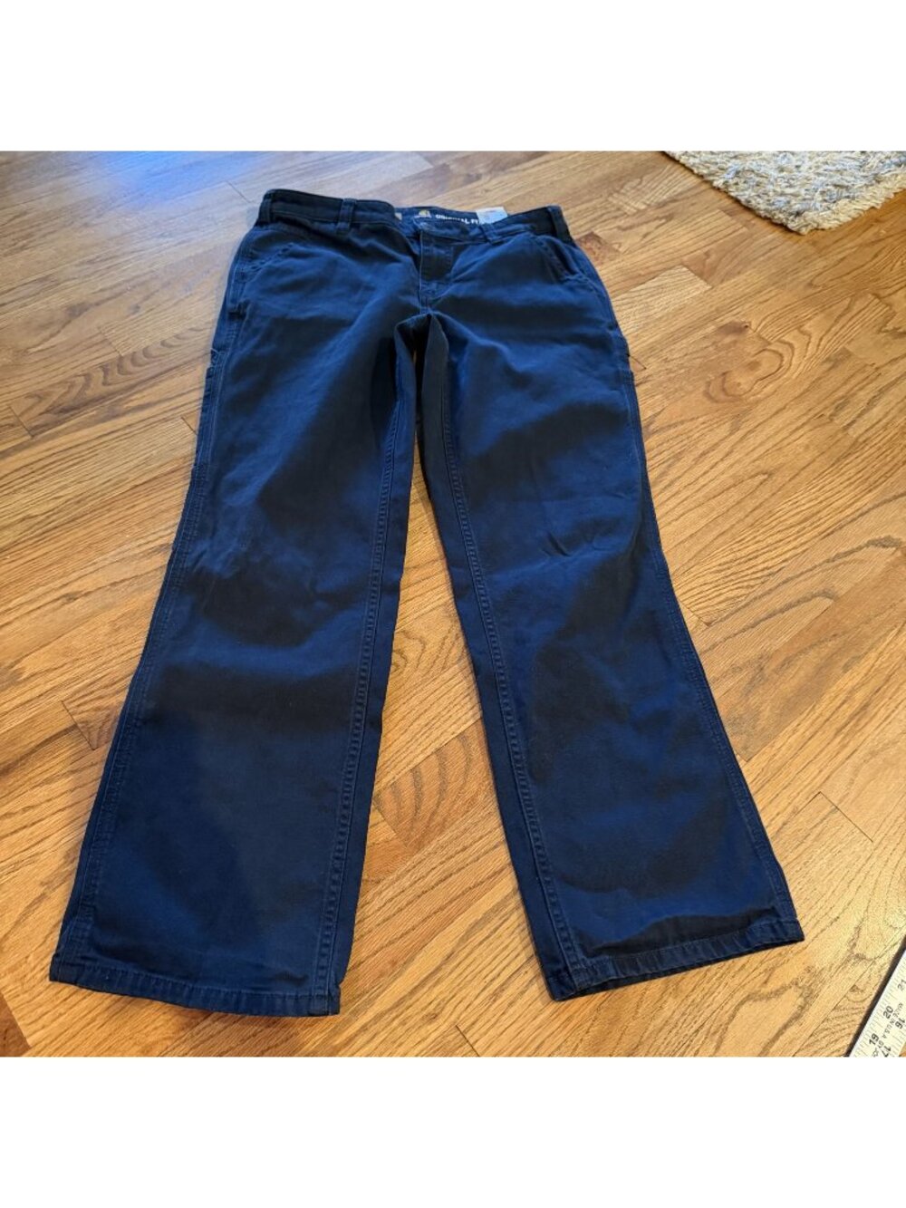 CARHARTT WOMENS NAVY BLUE DENIM PANTS 8 SHORT SHORT ORIGINAL FIT